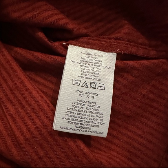 NWT Joie Josea Striped Fil Coupe Cotton Jacquard Top in Russet Brown, Size L - Picture 10 of 11